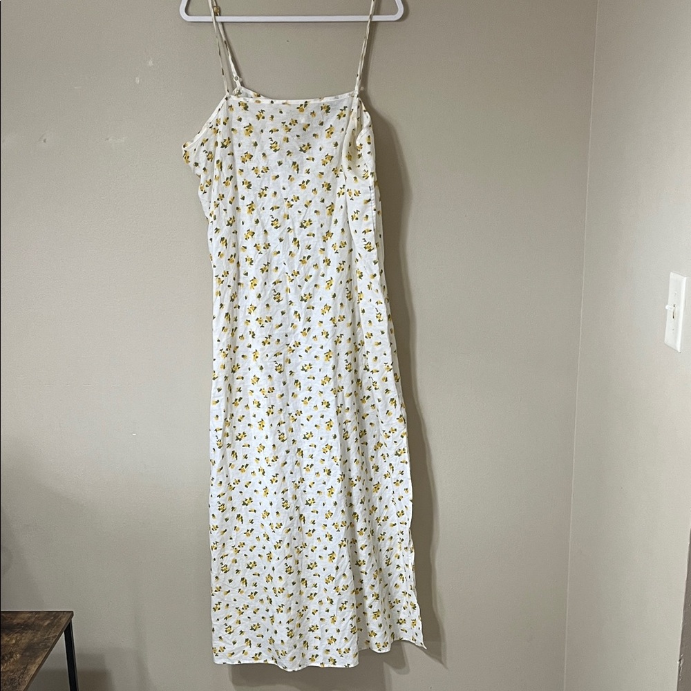 J. Crew Strapless Dress in White with Yellow Floral